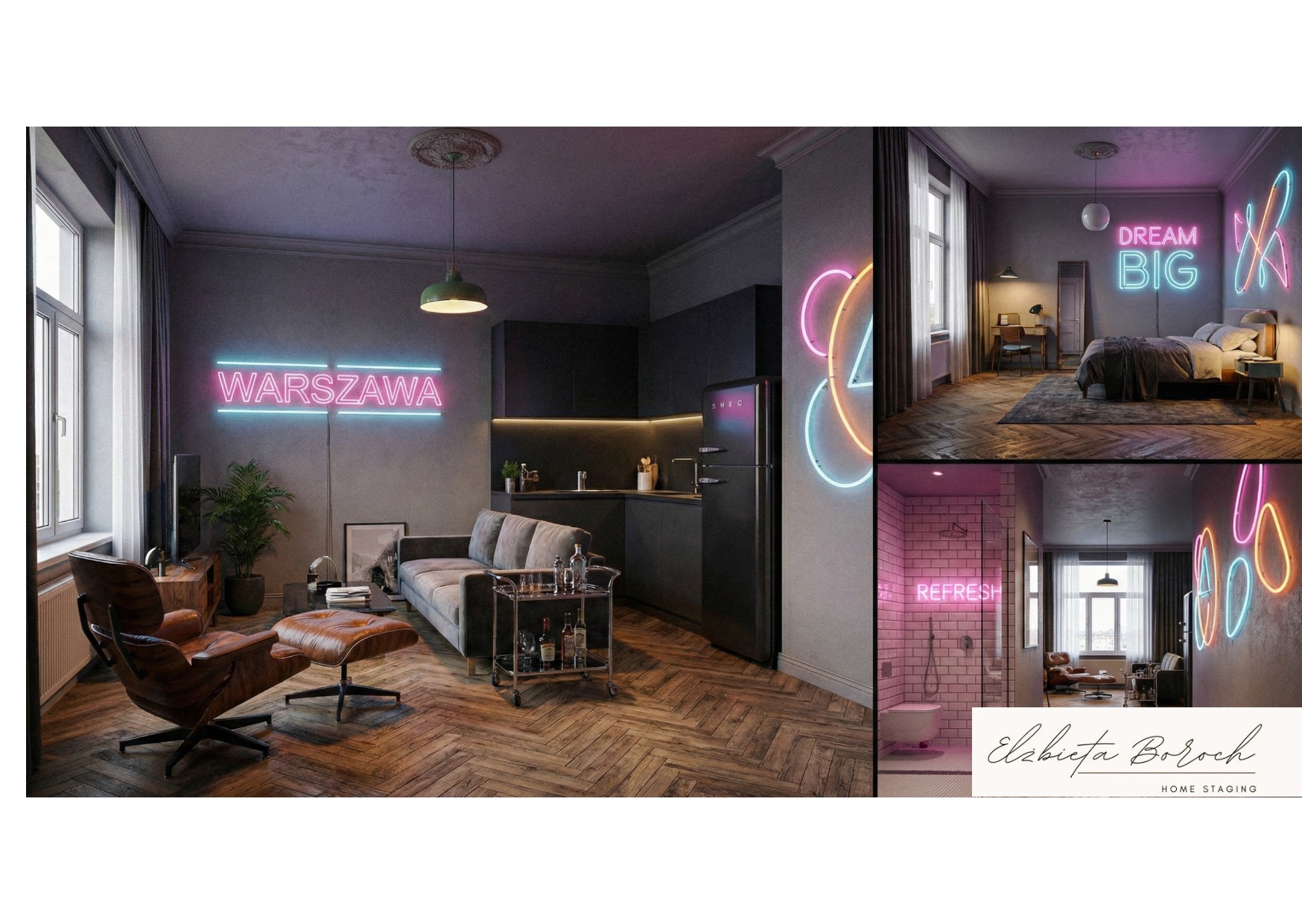 Loft z neonem Warszawa